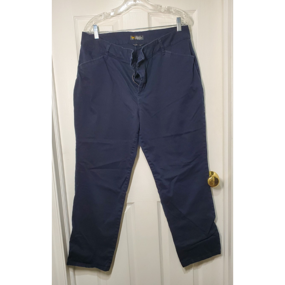 Lee Relaxed Fit Straight Leg Women's Pants, Mid-Rise, Stretch, Navy, Size 16W